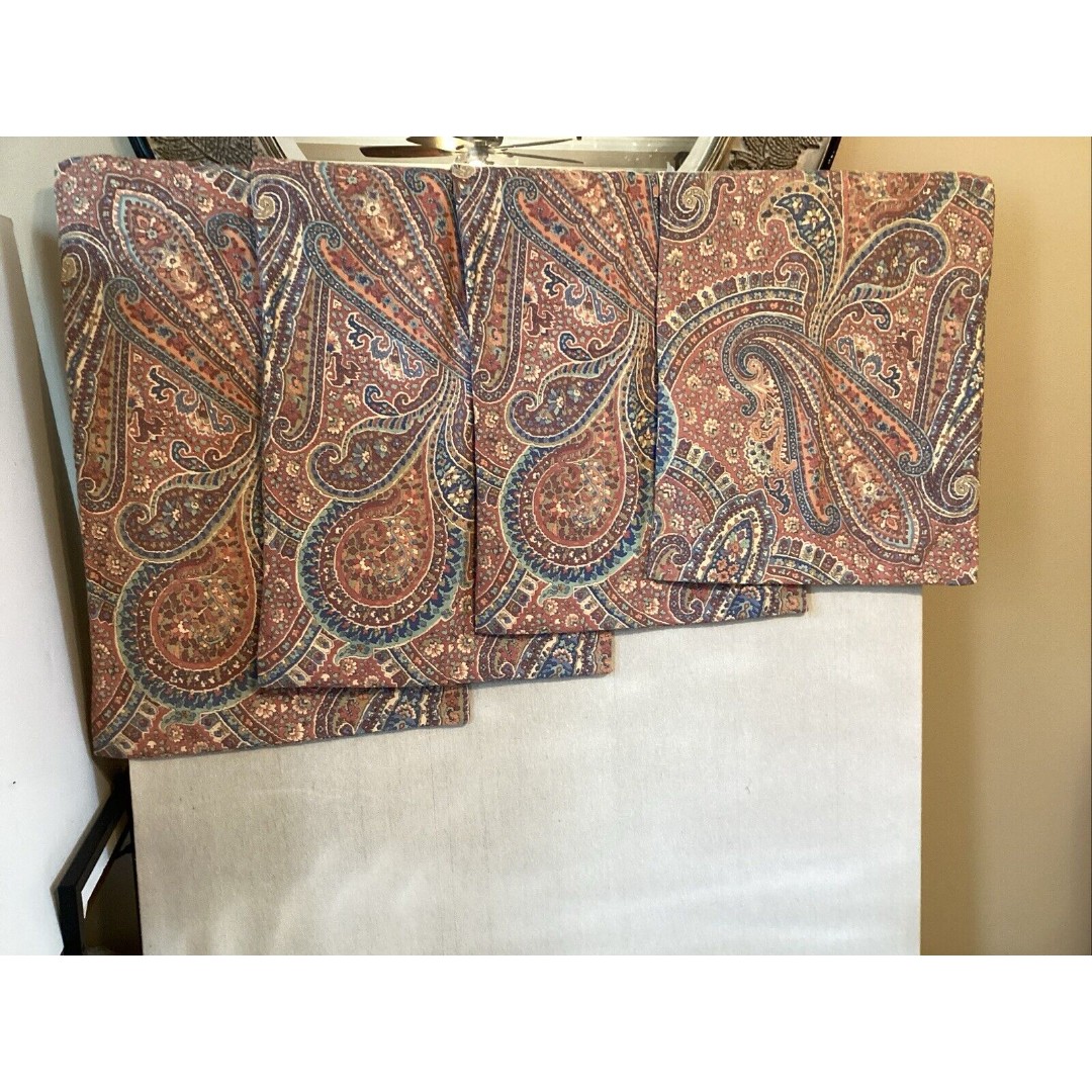 pottery barn pillow cover 16x26 set of 4 paisley 100% cotton lumbar