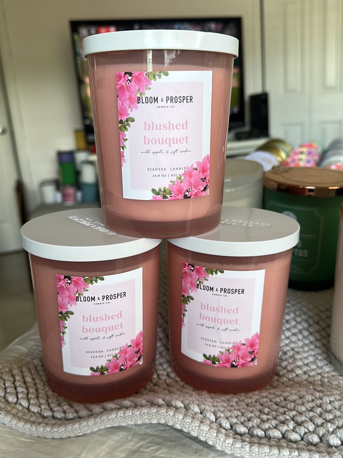 3 Blushed Bouquet Candles