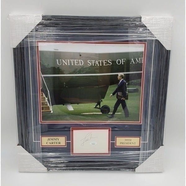 President Jimmy Carter Signed Cut & Photo Professionally Framed JSA COA