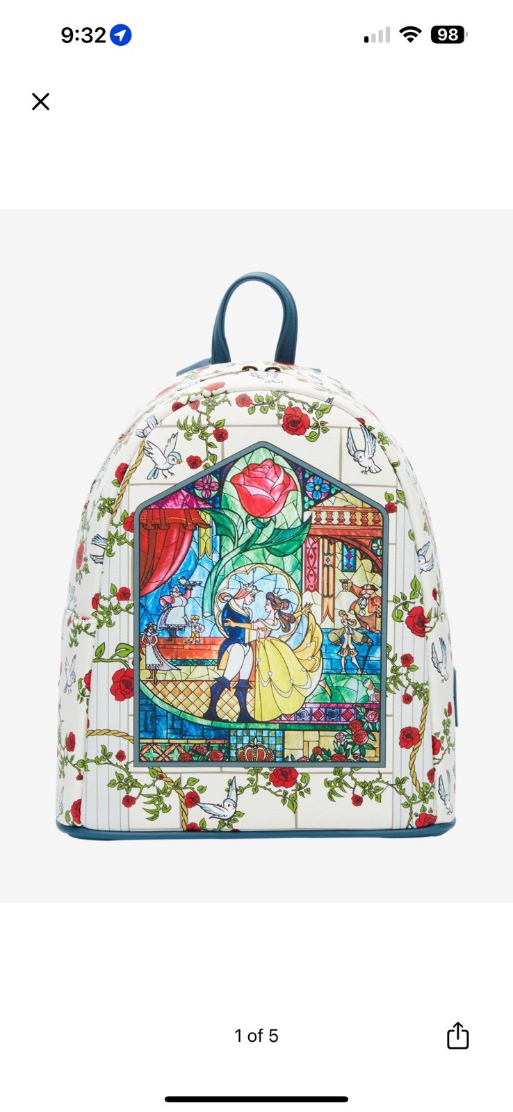 Loungefly Beauty & the Beast Stained Glass Mini Backpack