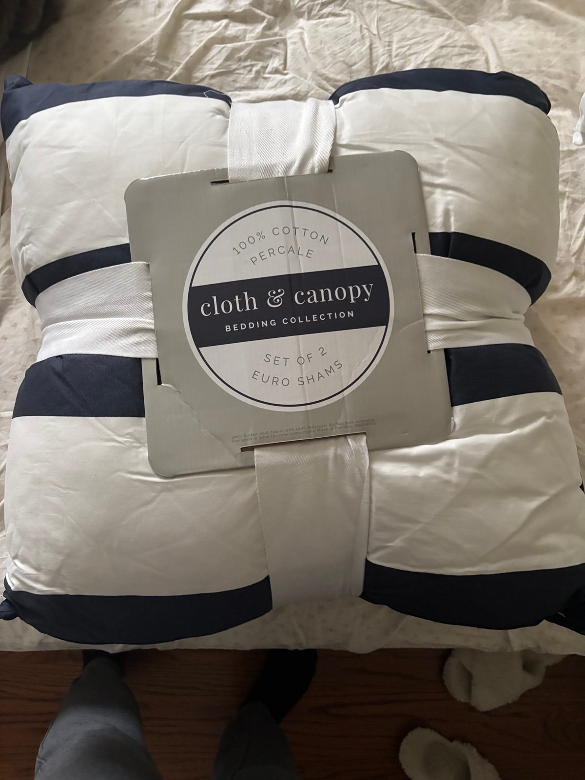 New Cloth and Canopy navy cabana stripes euro pillow sham set of 2