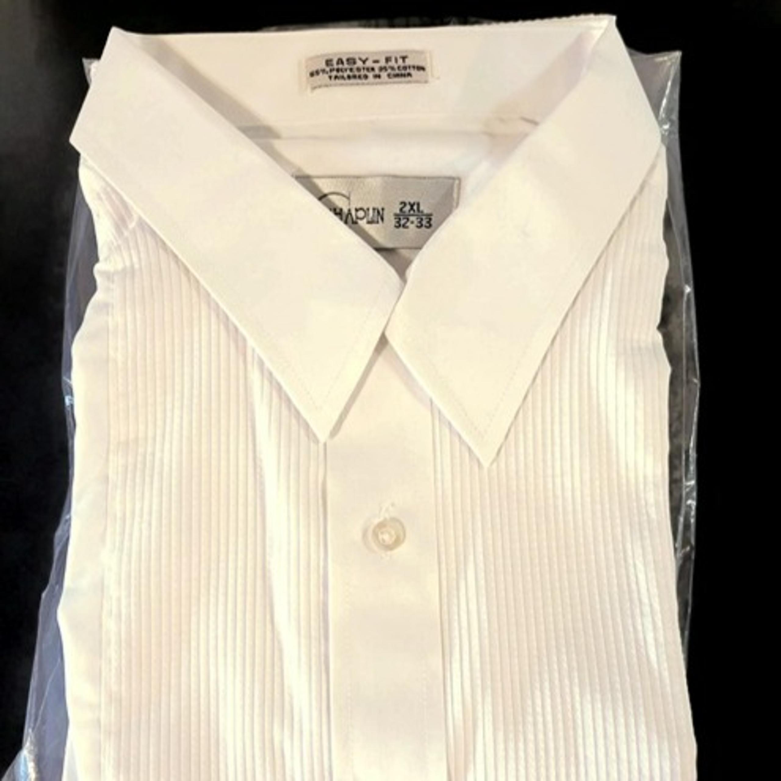 Chaplin Mens White Dress Shirt Pleated Tuxedo  Long Sleeves Size 2XL 32-33 NEW