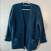 Barefoot Dreams Cozy Chic Boardwalk Teal Open Cardigan Texture Fringe Wrap XL