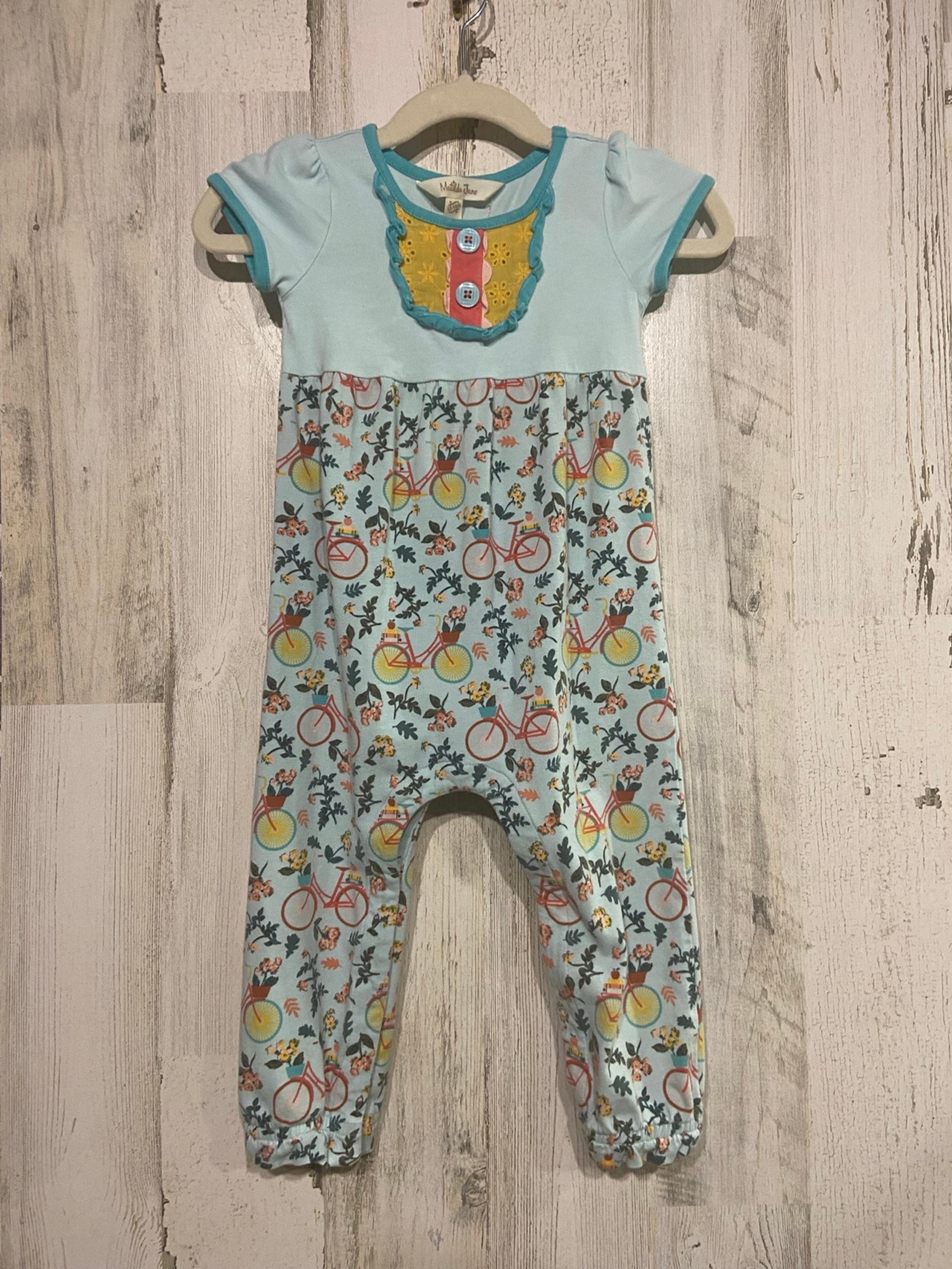 Matilda Jane Blue Yellow Piggyback Ride Romper 12-18M