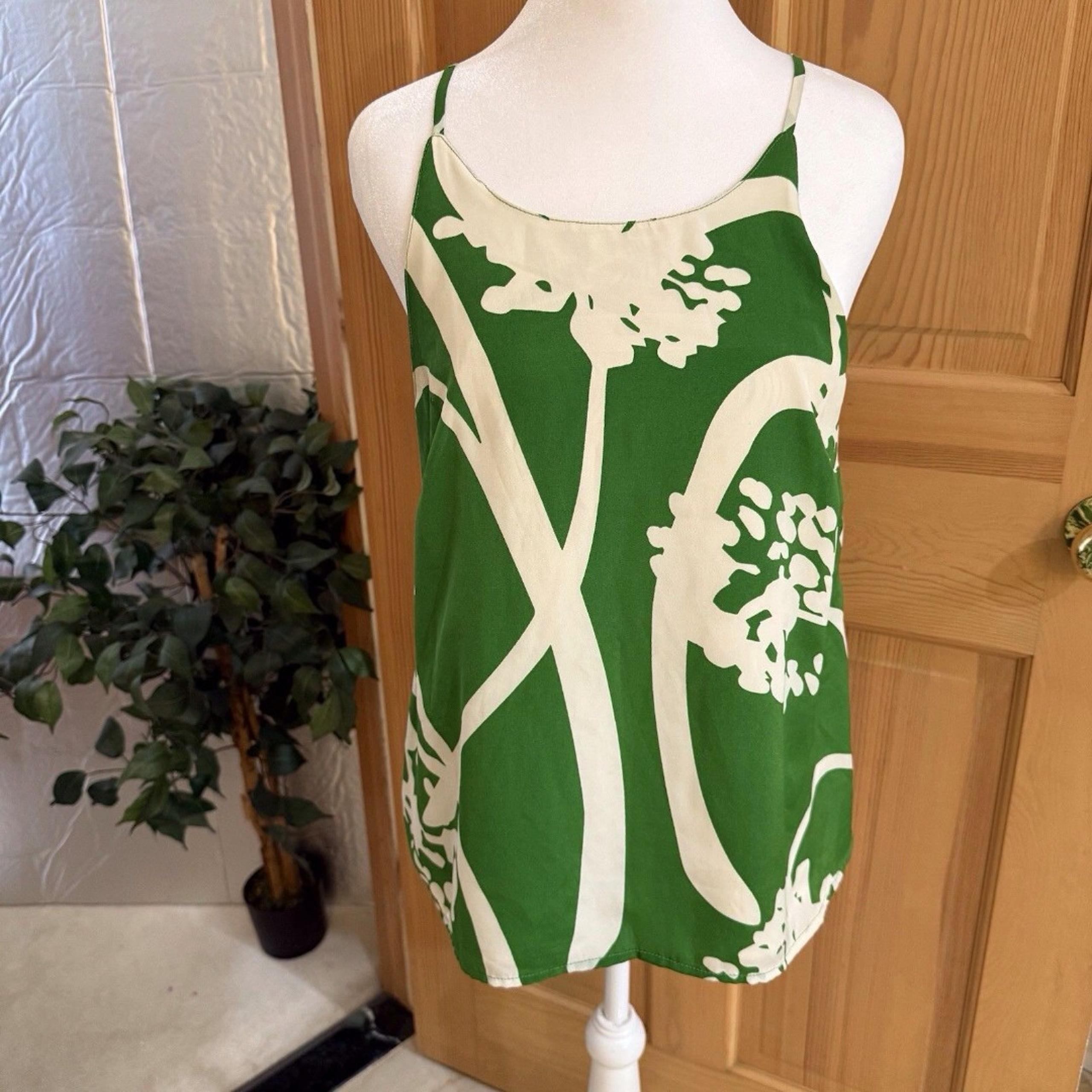 Anthropology Women Size XS Green Floral Tank Top Layered Boho Festival - Porridge