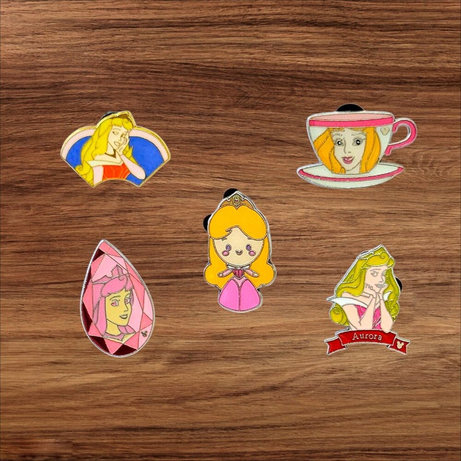 5 Sleeping Beauty Disney Parks Trading Pins, Plus 2 Bonus Pins