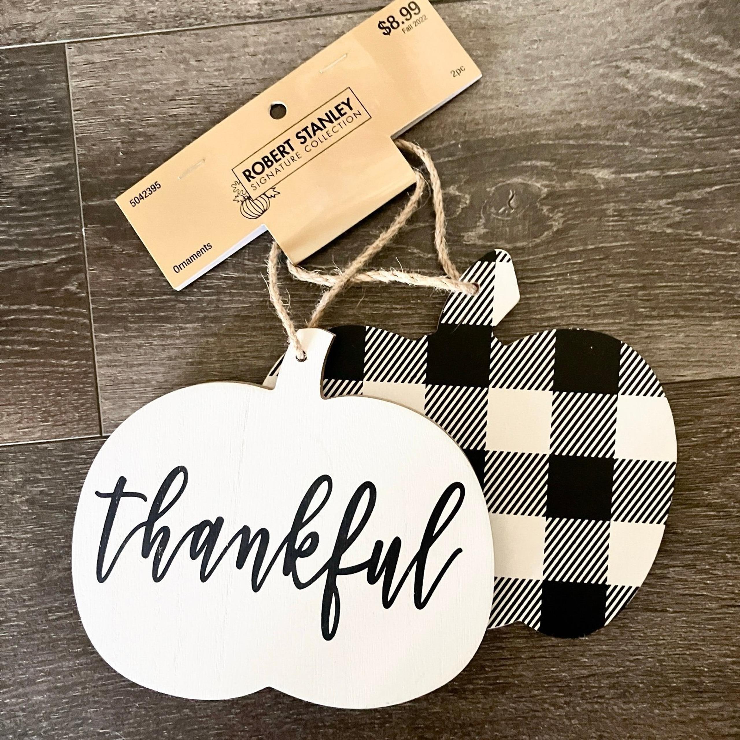 New Hobby Lobby Fall Pumpkin Wooden Signs Thanksgiving Thankful Buffalo Plaid
