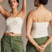 Pilcro & The Letterpress Anthropologie Womens NWT Cream Ruched Ribbed Halter 3X