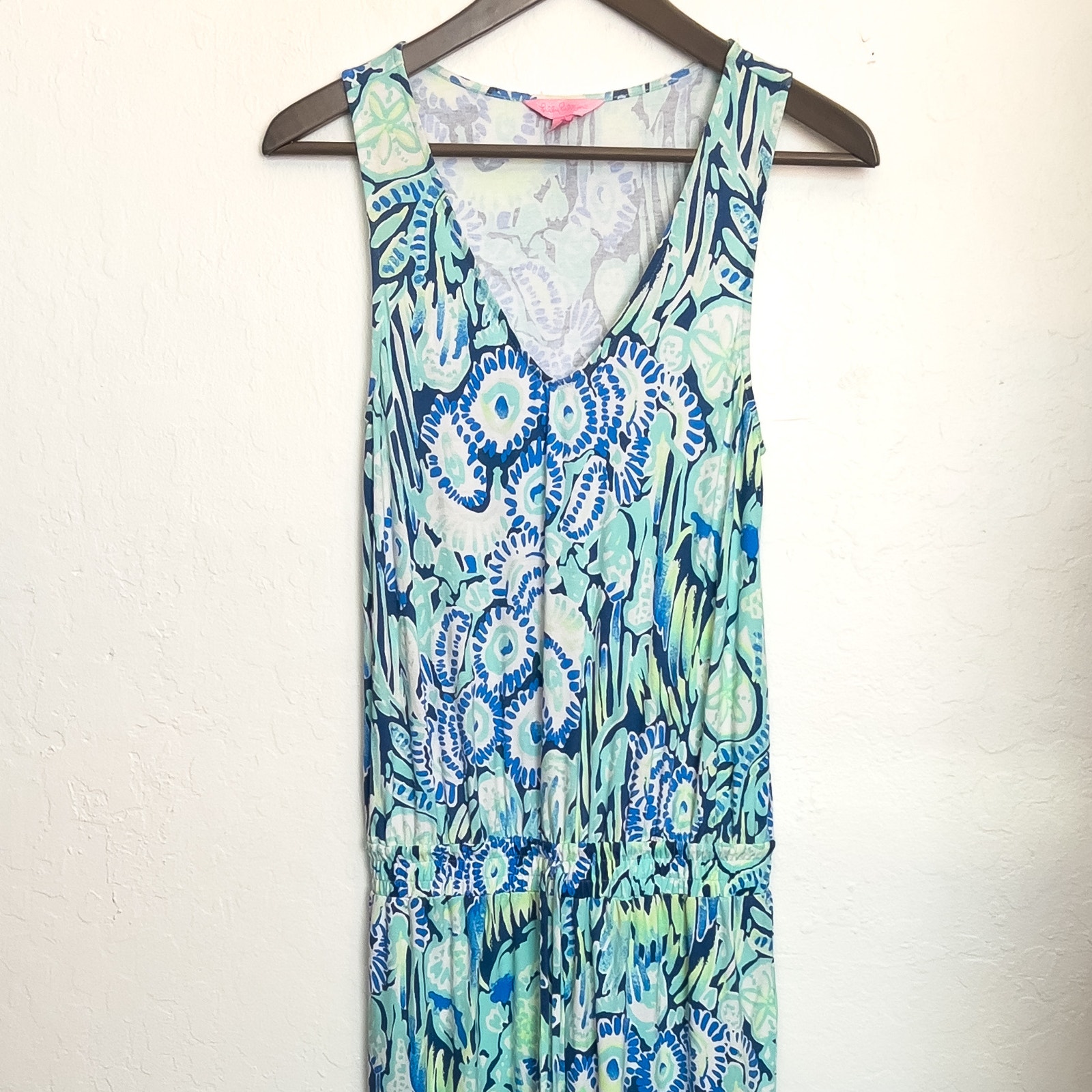Lilly Pulitzer Paulina Jumpsuit Floral Sand Dollar XS Blue Summer Resort