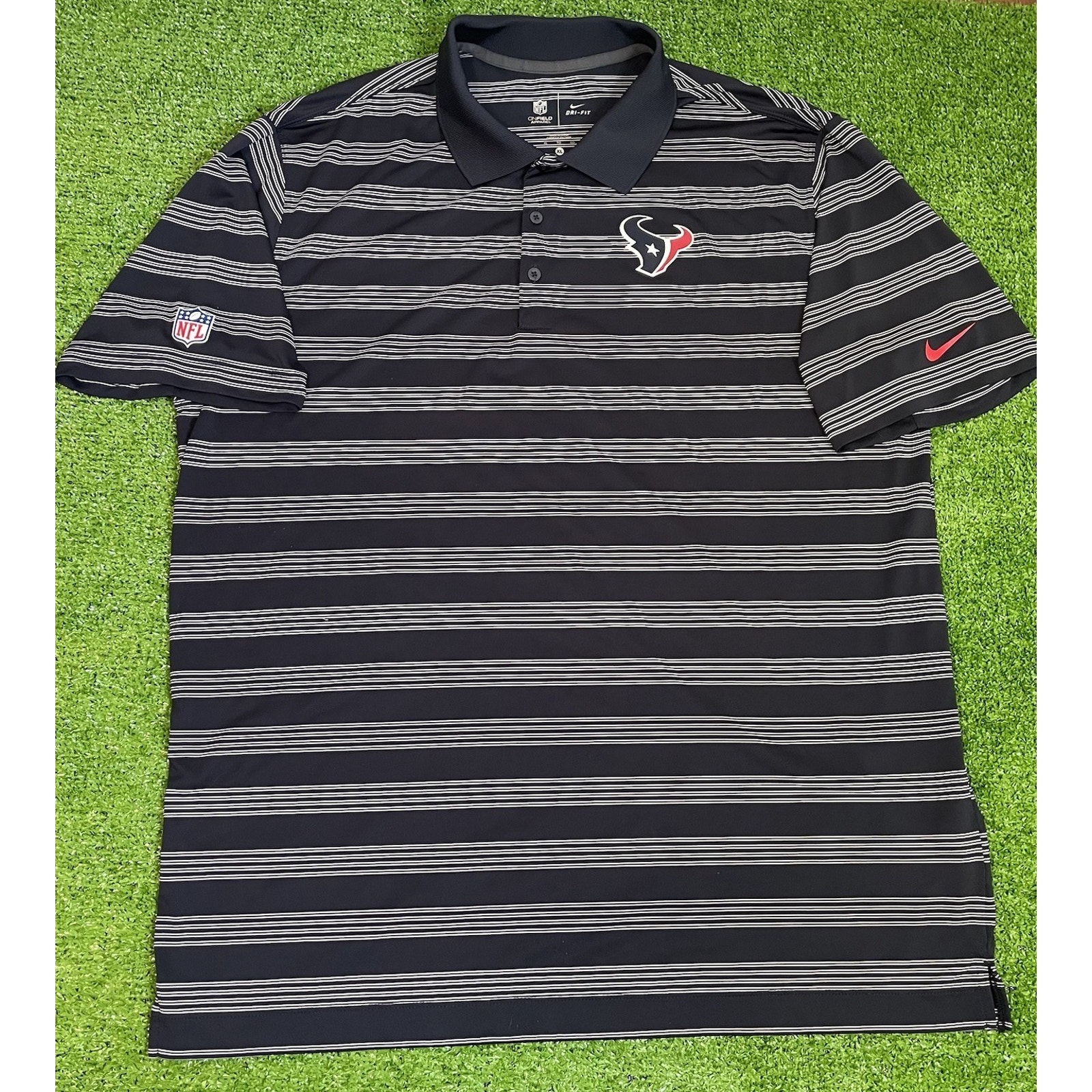Houston Texans Golf Polo XL Nike Golf Striped NFL On Field Apparel DriFit NWOT