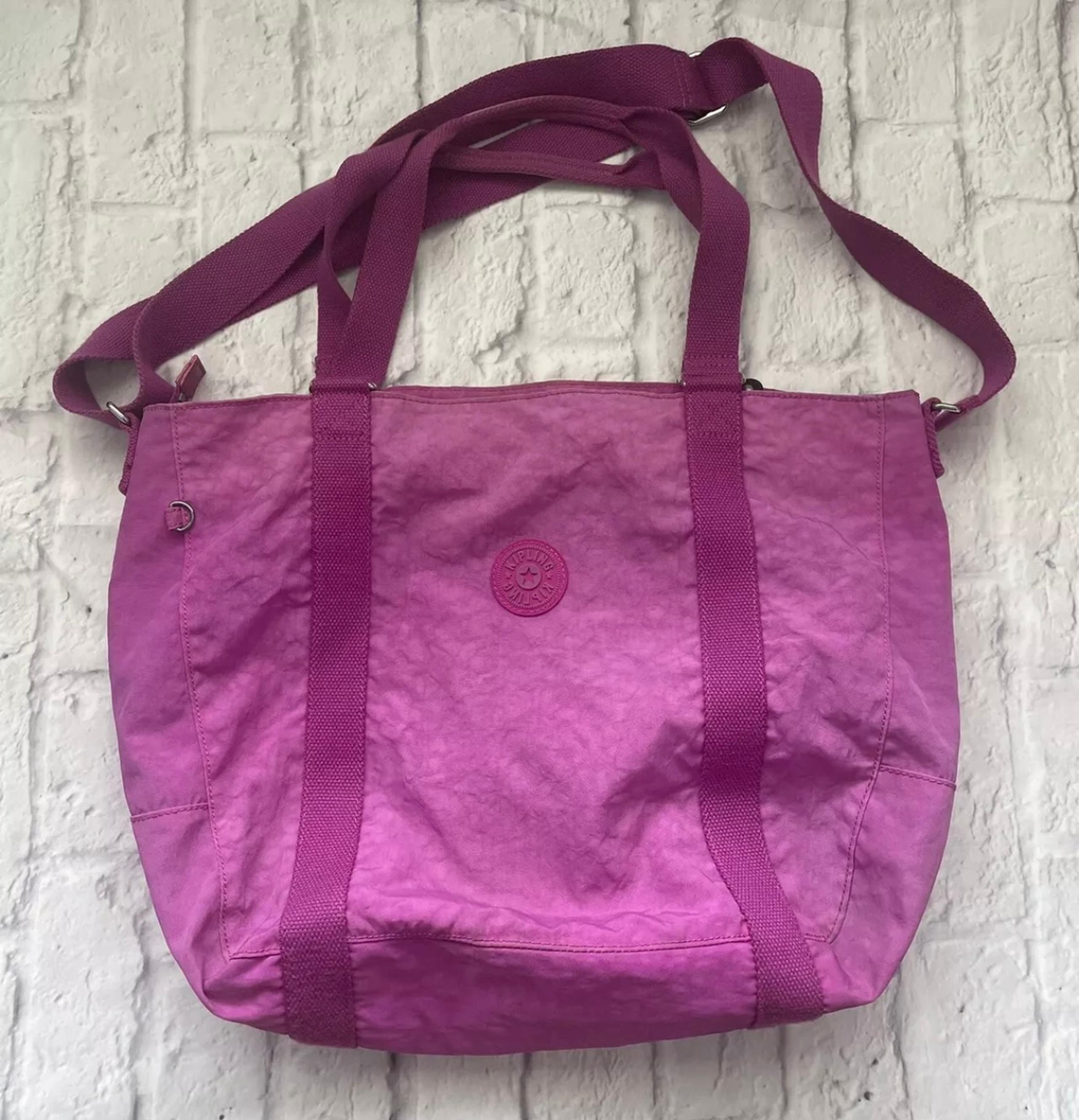 KIPLING Duffle Bag X Large Pink Nylon Multi Pocket Travel Gym Lifestyle 18x13