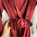 Nicholas Electra Deep V Belted Silk Crossover Gown