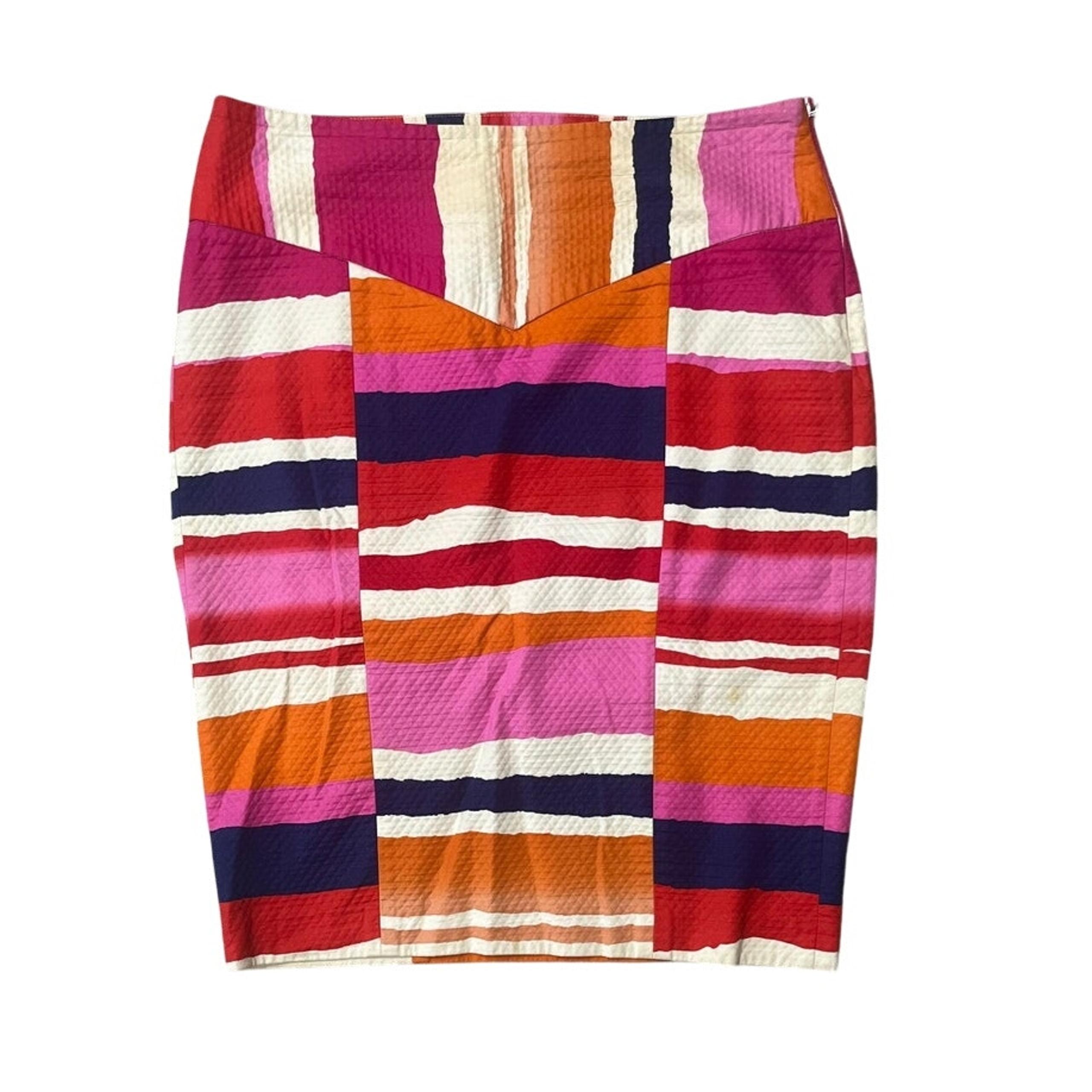Diane Von Furstenberg Cotton Blend Pencil Skirt Multi-Color Classic Size 8