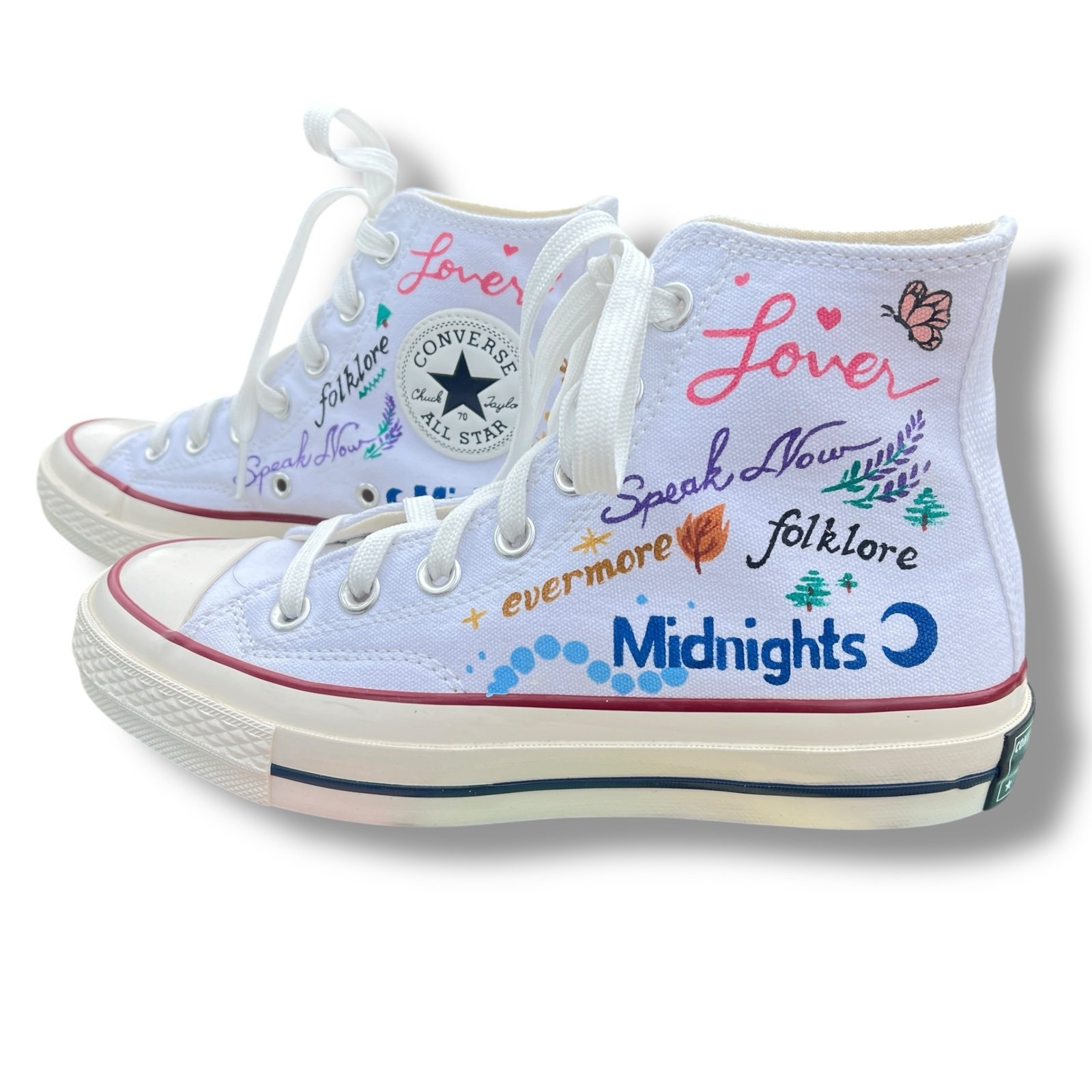 Taylor Swift Eras Tour Custom White Converse size Women’s 6.5