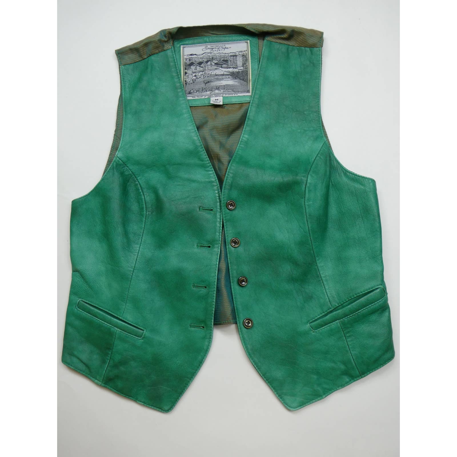 vintage SAWYER OF NAPA 100% leather vest, women's medium