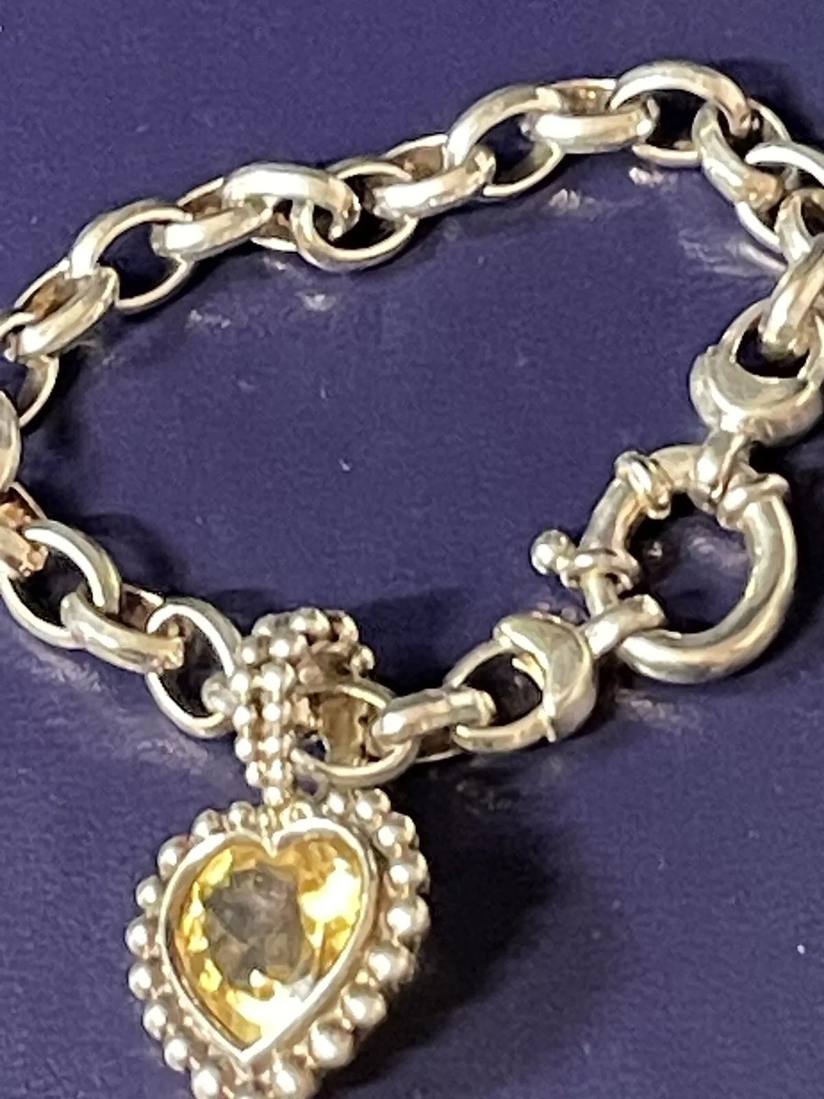 Vintage stephen dweck silver and gemstone bracelet heart silver .925 silver
