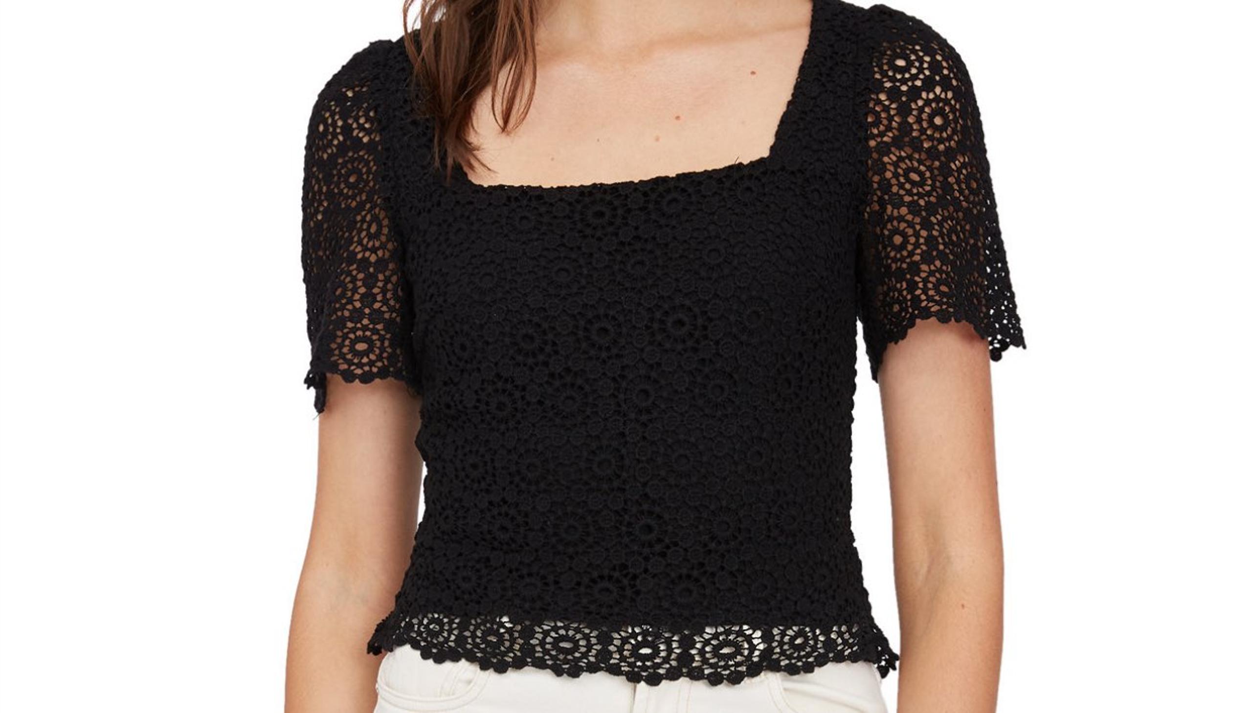 Lucy Paris Square neck crochet top