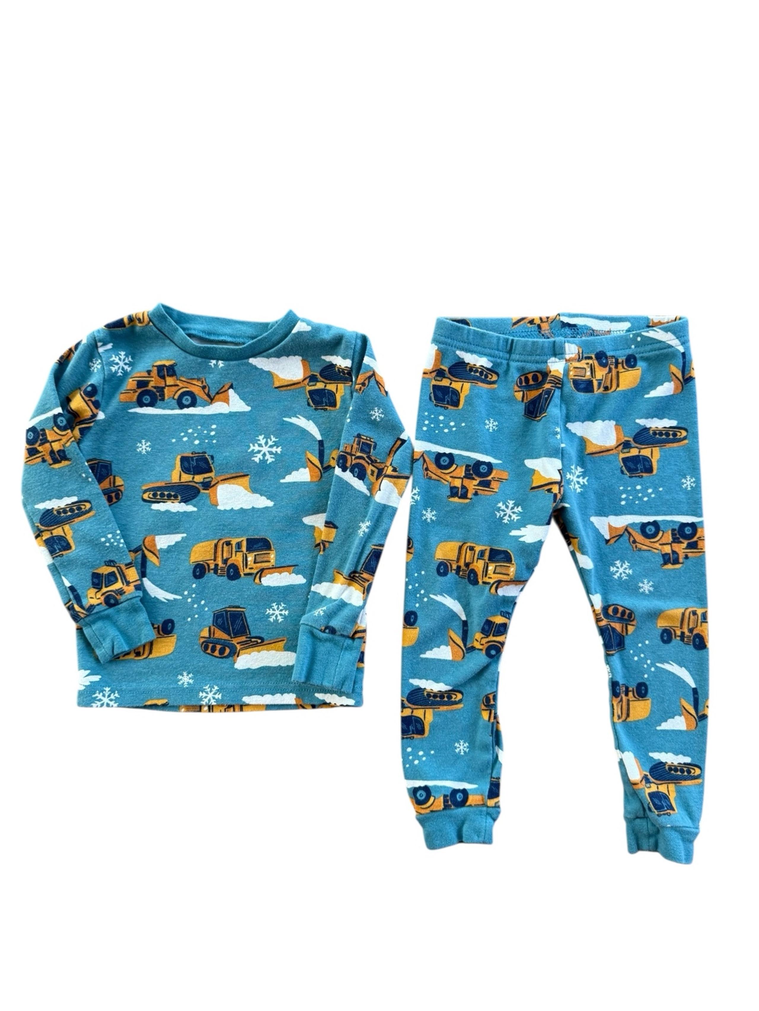 Carter’s Snow Plow Kids 2T Pajamas Set Long Johns Style Long sleeve & Pants