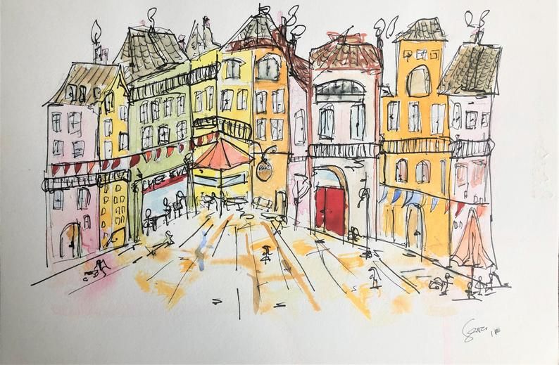 PARIS NOSTALGIA, Watercolor Art, Paris H