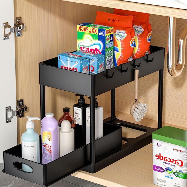2 Tier Under Sink Organizers Black Under Sink Storage
