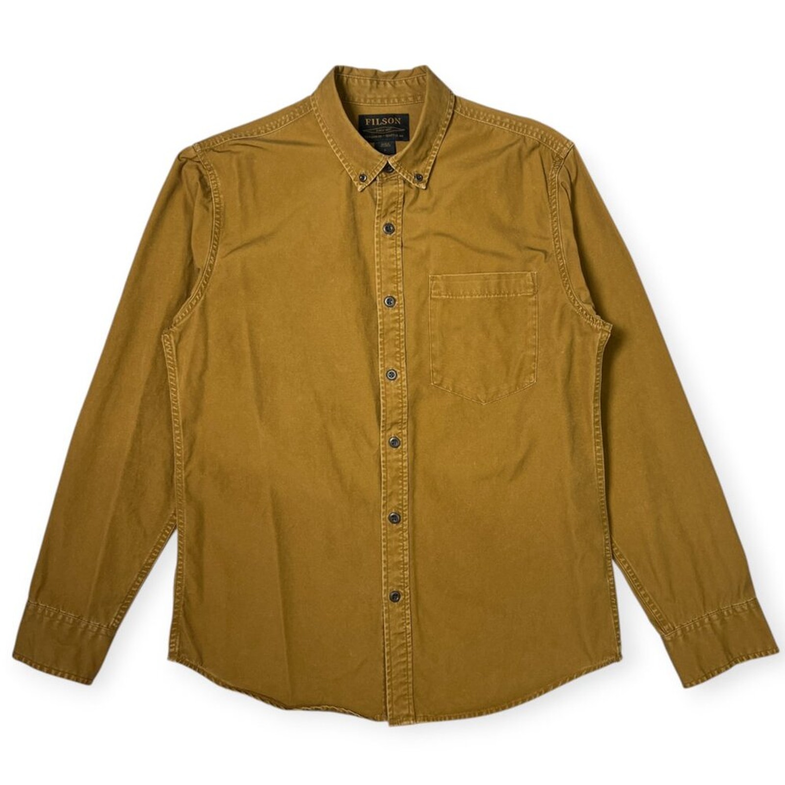 Filson Long Sleeve Button Front Shirt SIZE S Goldochre Heavyweight 100% Cotton