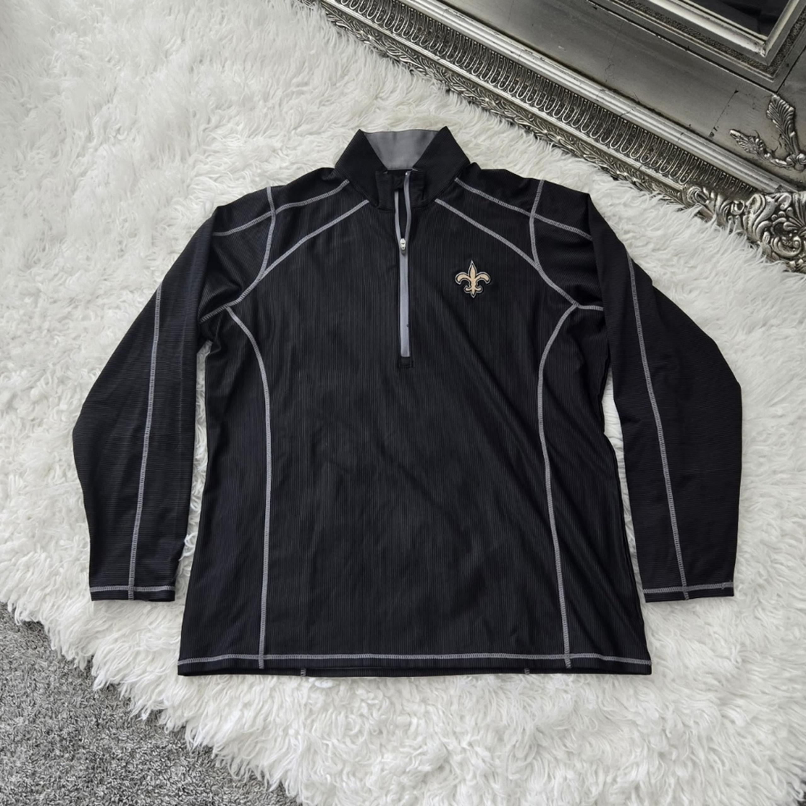 Antigua New Orleans Saints Women Heather Black Tempo Half-Zip Pullover Jacket. S
