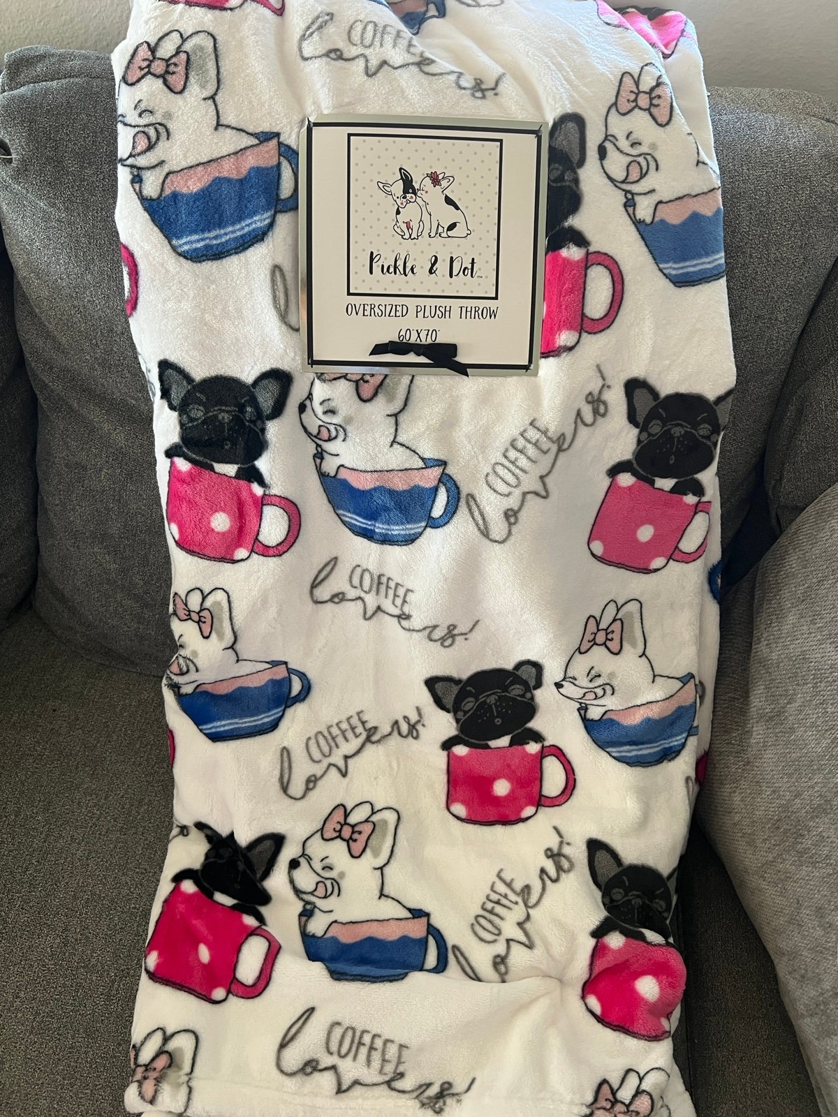 French Bulldog Frenchie Coffee Lovers blanket/throw