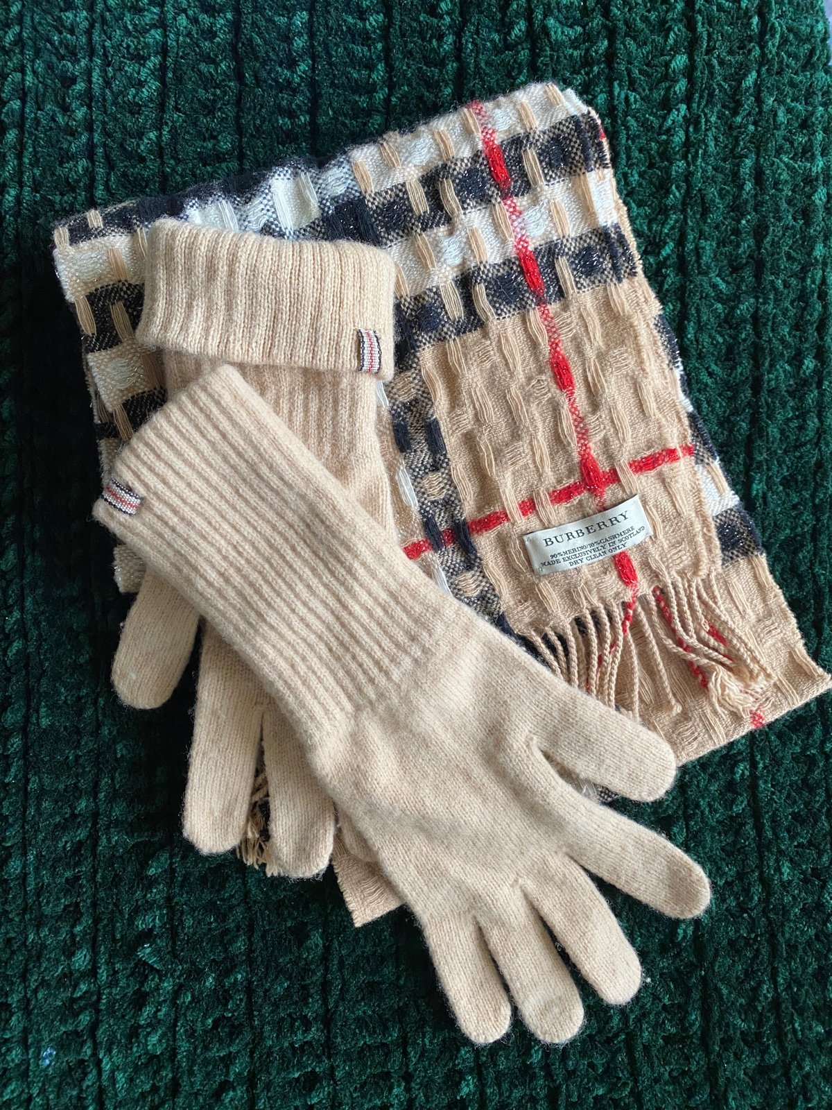 Burberry scarf and gloves
