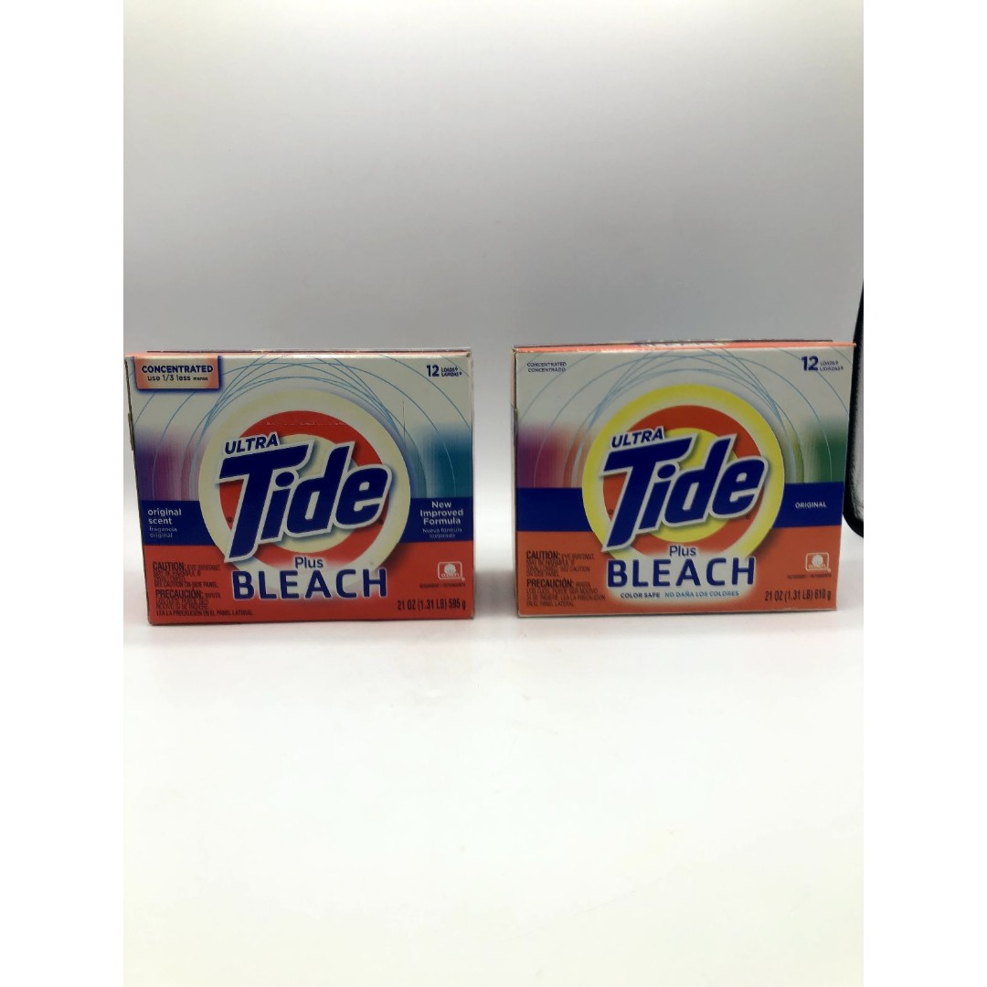 2 Tide Plus Bleach Original Scent 21 oz Laundry Detergent Powder 12 Loads Bs250
