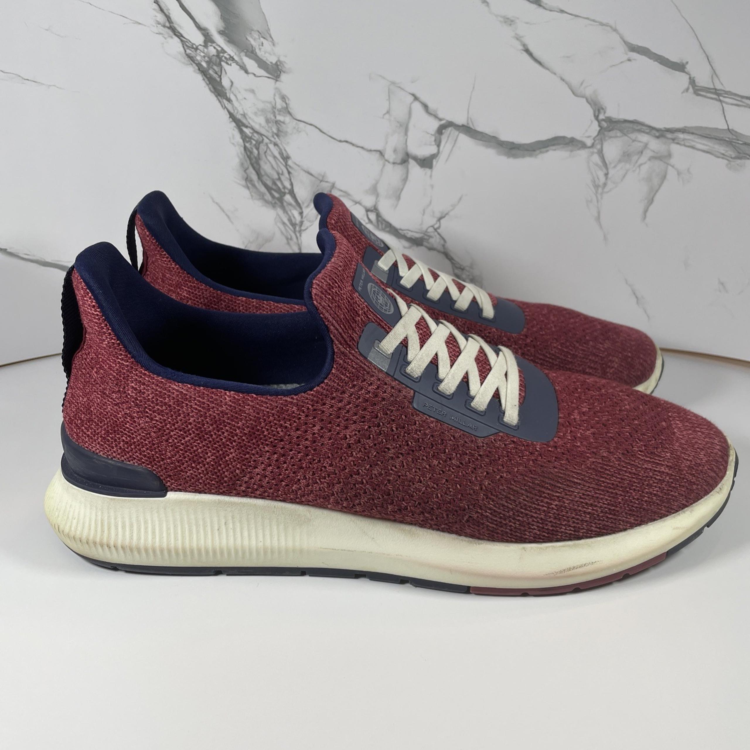 Peter Millar Hyperlight Apollo Classic Red Knit Sneakers Slip On Mens Size 13