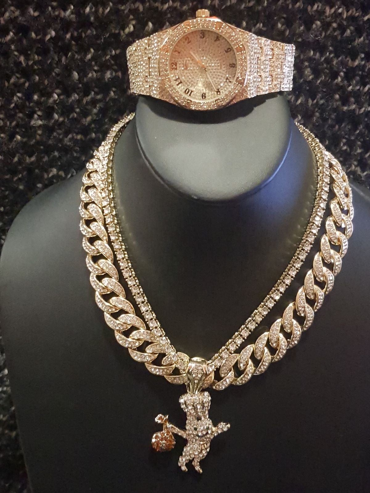 14K GOLD PLATED ICED OUT WATCH CHAINS CO