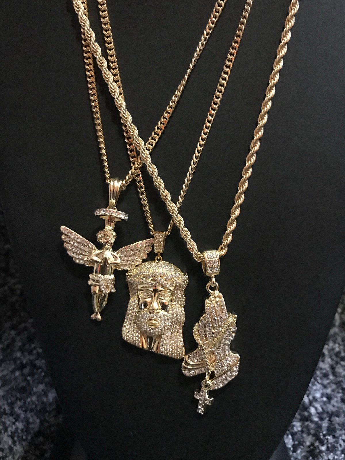 14K GOLD PLATED ICED OUT CHAINS COMBO