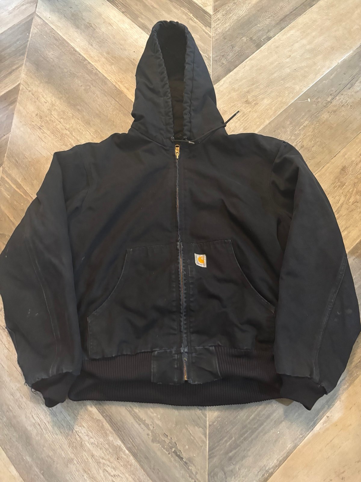 Y2K Vintage Black Carhartt Hooded Jacket Size Large