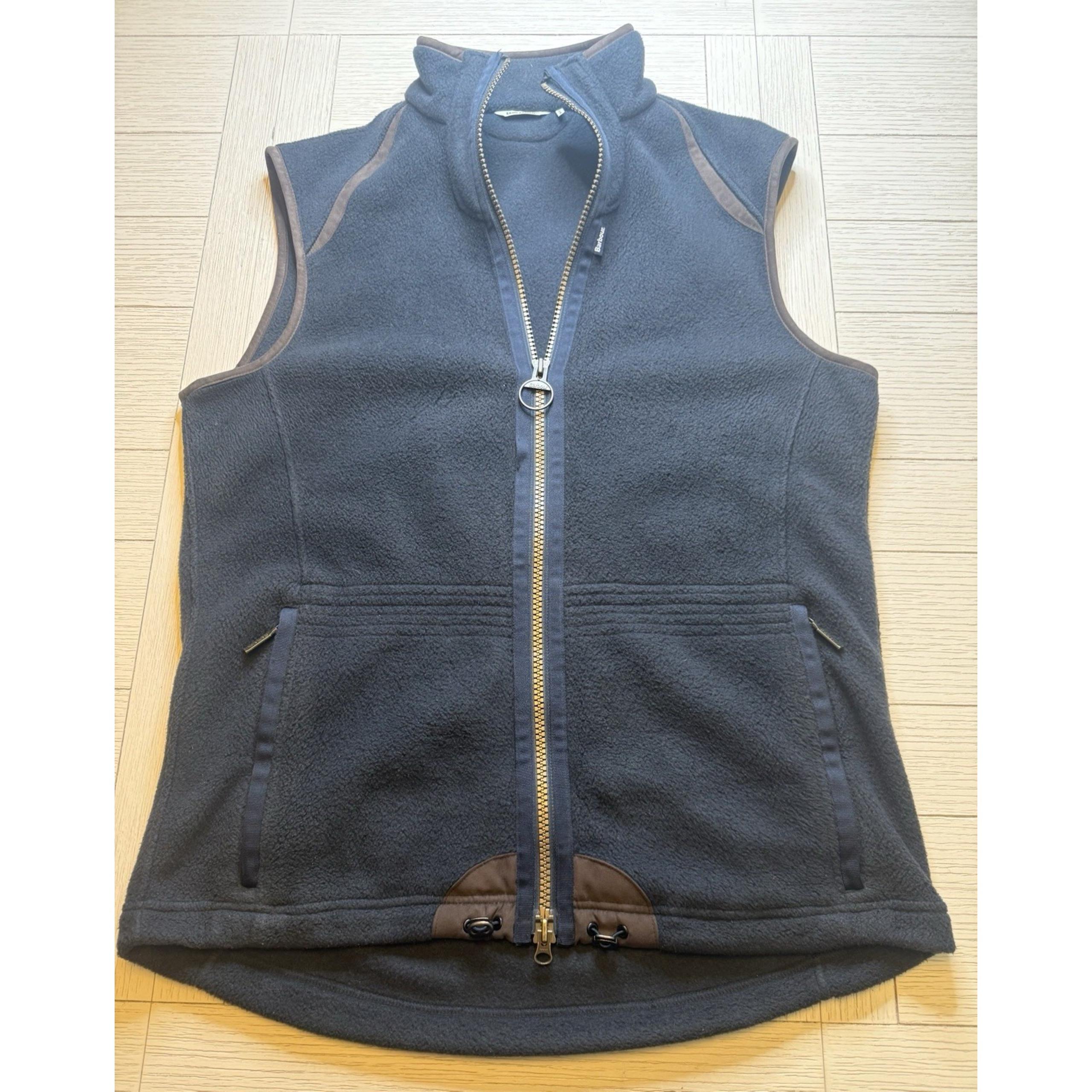 Barbour Langdale Gilet Fleece Navy W/ Brown Men's Zip Front Vest Size L