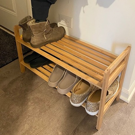 2-Tier Bamboo Shoe Rack, Brown
