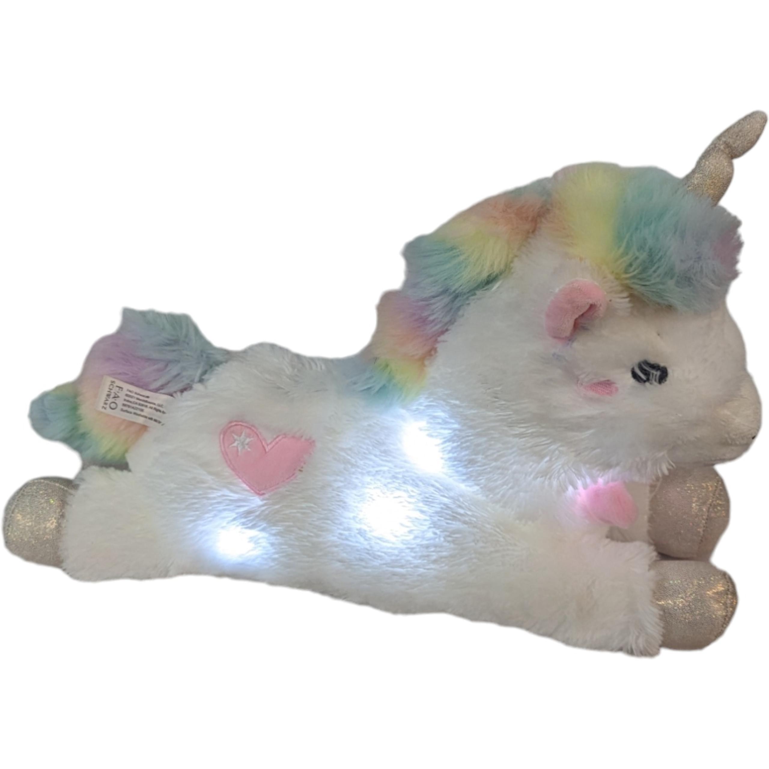 FAO Schwarz White UNICORN PLUSH 15" LED Light Up with Sound Stuffed -WORKS-