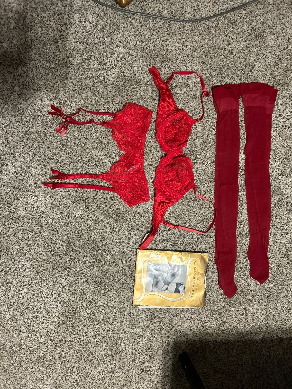Victoria’s Secret garter bra set 36B 2 set thigh highs