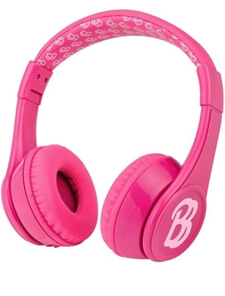 eKids Barbie Bluetooth Headphones, Pink Wireless Headphones with Microphone