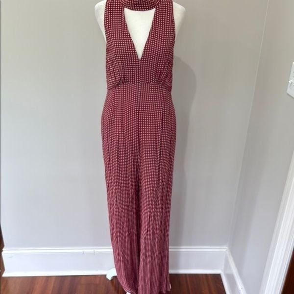 Maeve Anthropologie Farida Jumpsuit Flared Halter Neck Size 6