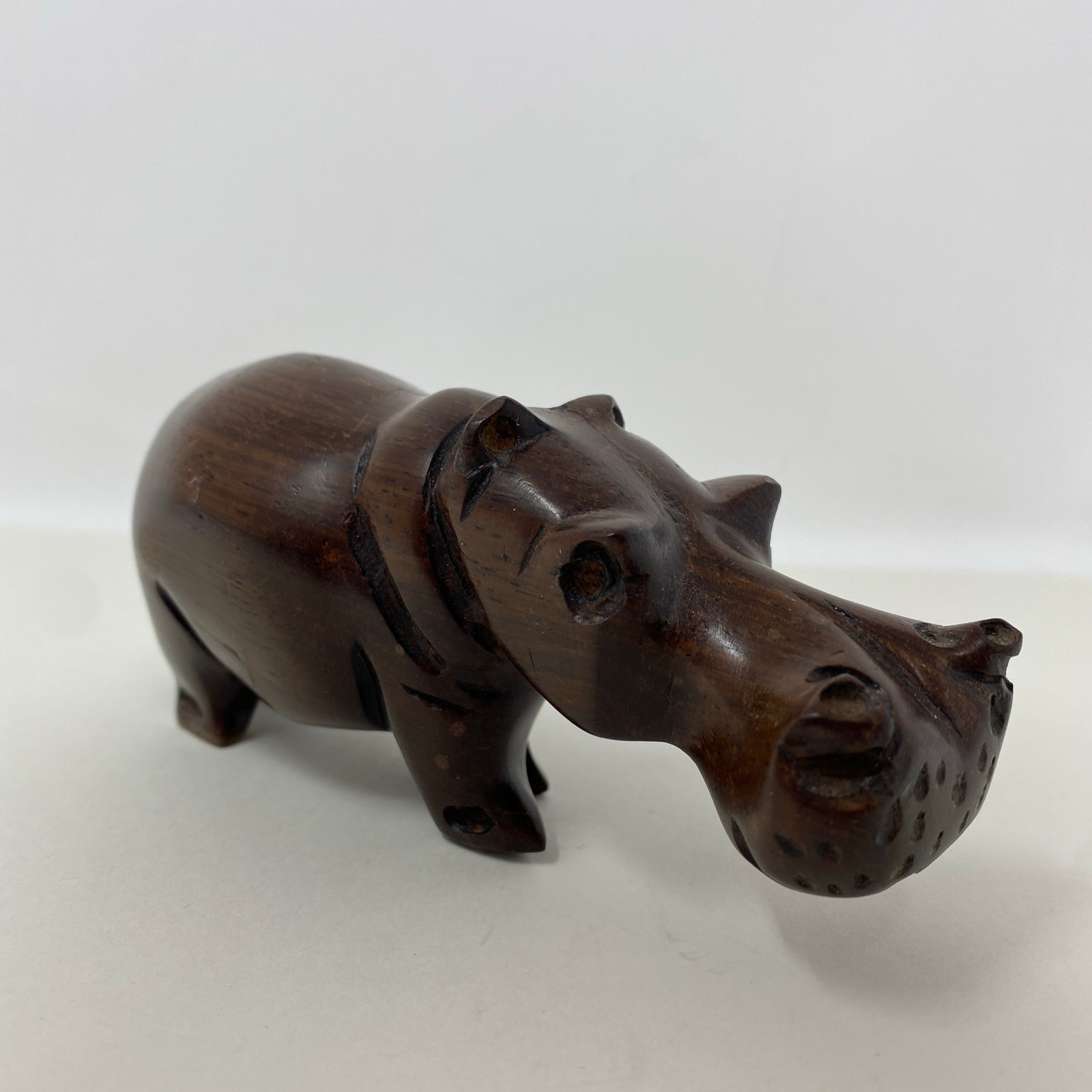 Hippo figurine small wood carved
