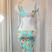 STUNNING FLORAL AND TURQUOISE EXOTIC DANCE WEAR SKIRT SET HANDMADE SIZE SMALL