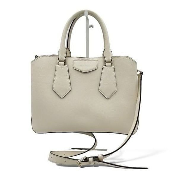DKNY Sullivan Leather Convertible Satchel Ivory/Gold Bag Purse Spring Summer