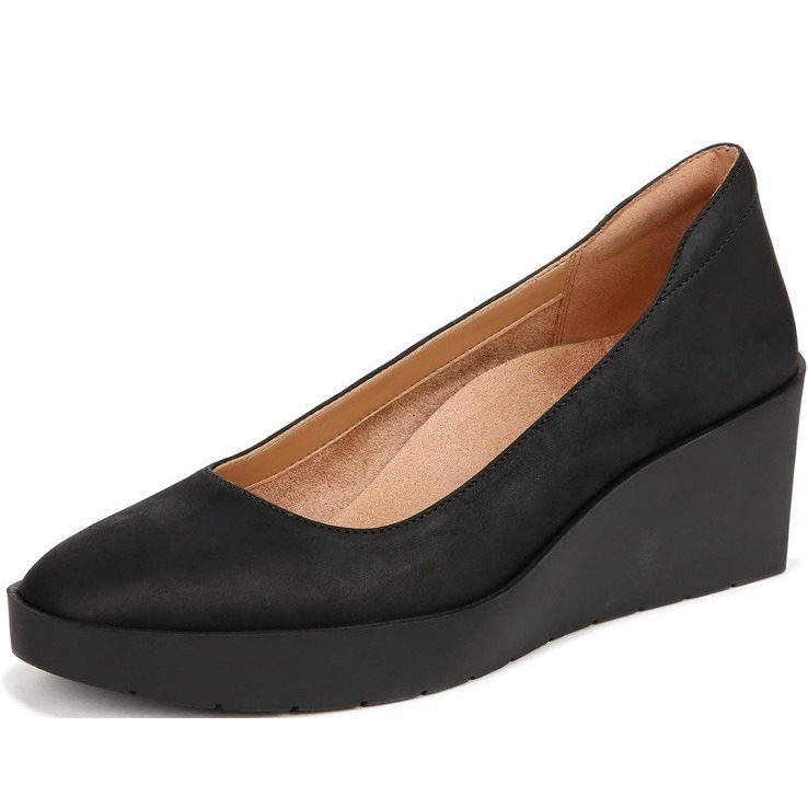 Vionic Sereno Wedge Pump Womens 6.5 Black Suede New