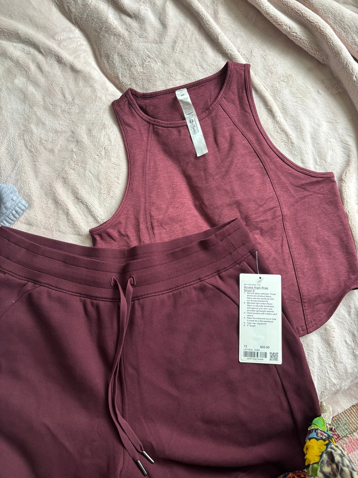 Lululemon Bundle - Garnet - Scuba Shorts 5’ & Cropped Softstreme Tank NWT SET