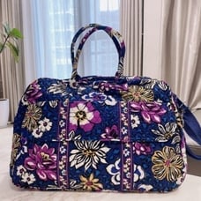 Vera Bradley Grand Traveler Carry-on Bag Weekender Cotton Blue Violet Floral