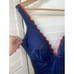 Vintage 1970 DeWeese Design Navy W/ Red Trim One Piece Swimsuit Sz 16 USA Made