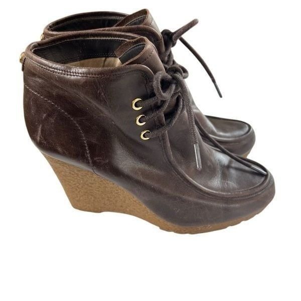 Michael Kors Booties Boots Shoes Wedge Leather Brown Size 7