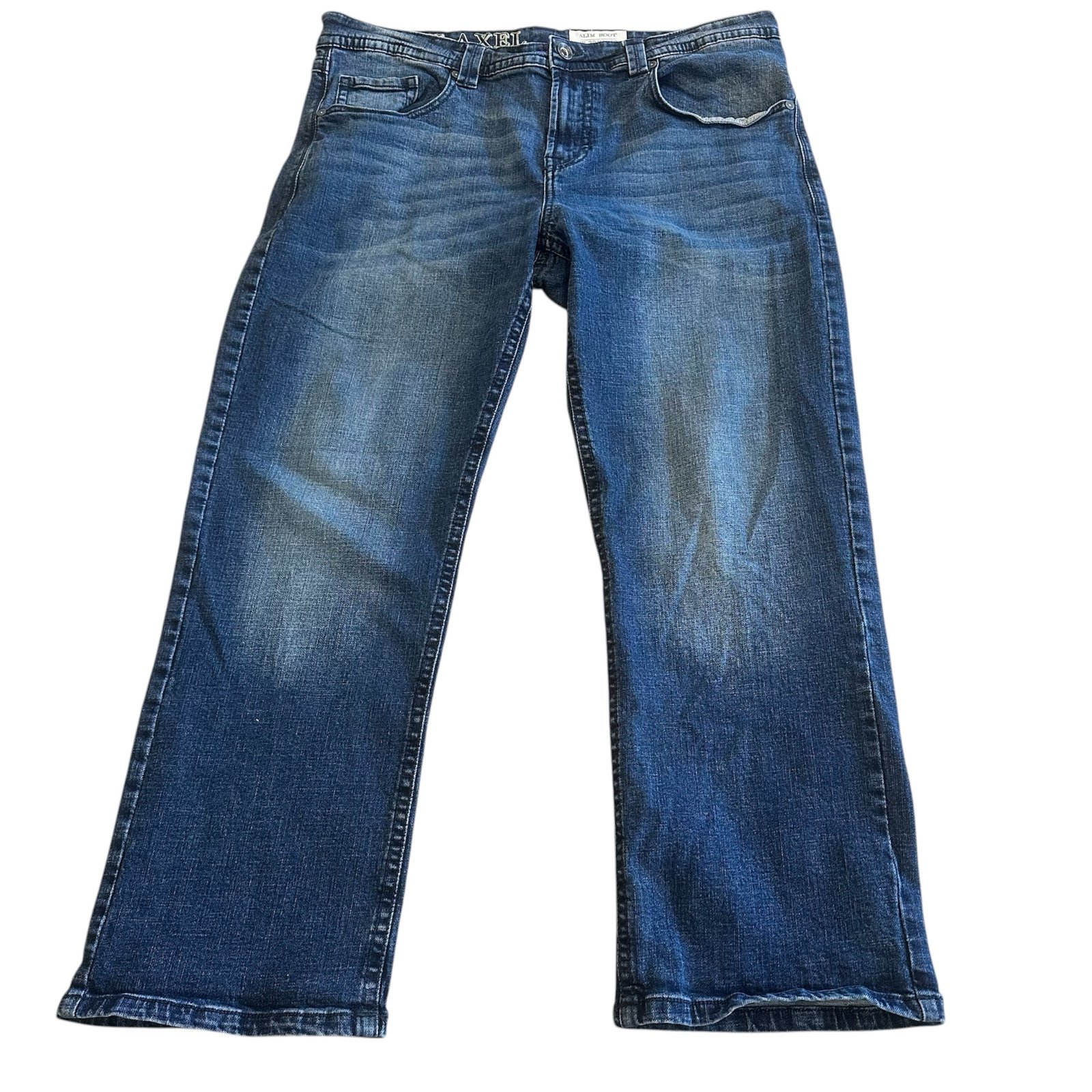TK Axel Jeans Mens 38X30 Slim Bootcut Dark Wash Western Denim Punk Grunge Faded