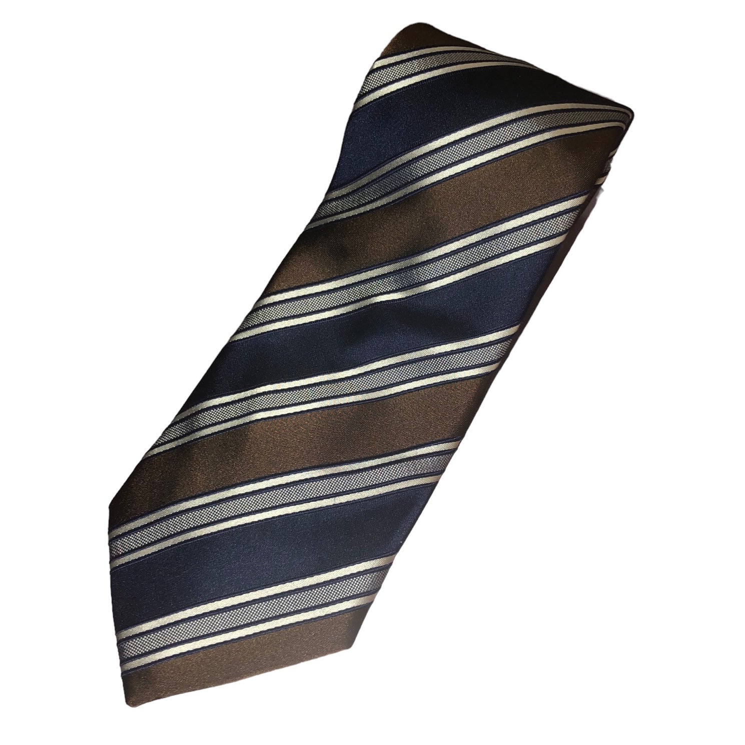 DONALD J. TRUMP Signature Collection Silk Brown, Grey & Navy Blue Men's Neck Tie