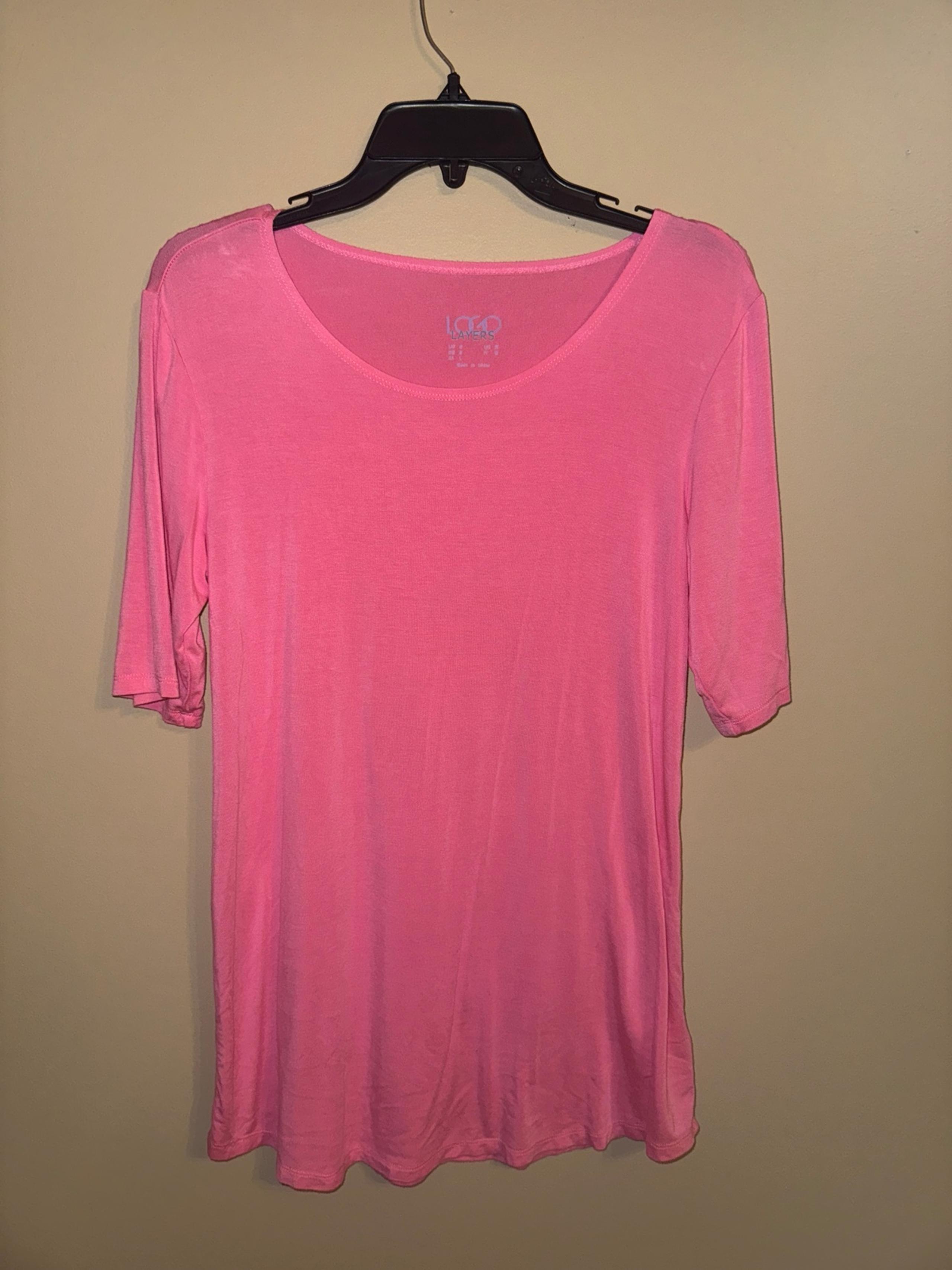 LOGO by Lori Goldstein Logo Layers Short Sleeve Tunic Top Shirt Size Small QVC